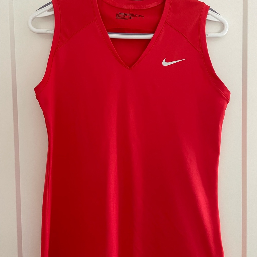 Nike Red Sleeveless Fitted Golf Shirt